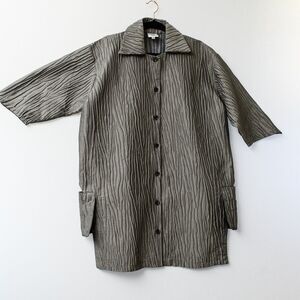 M Square neetu Malik oversize lagenlook silver crepe midi jacket pockets 2X art
